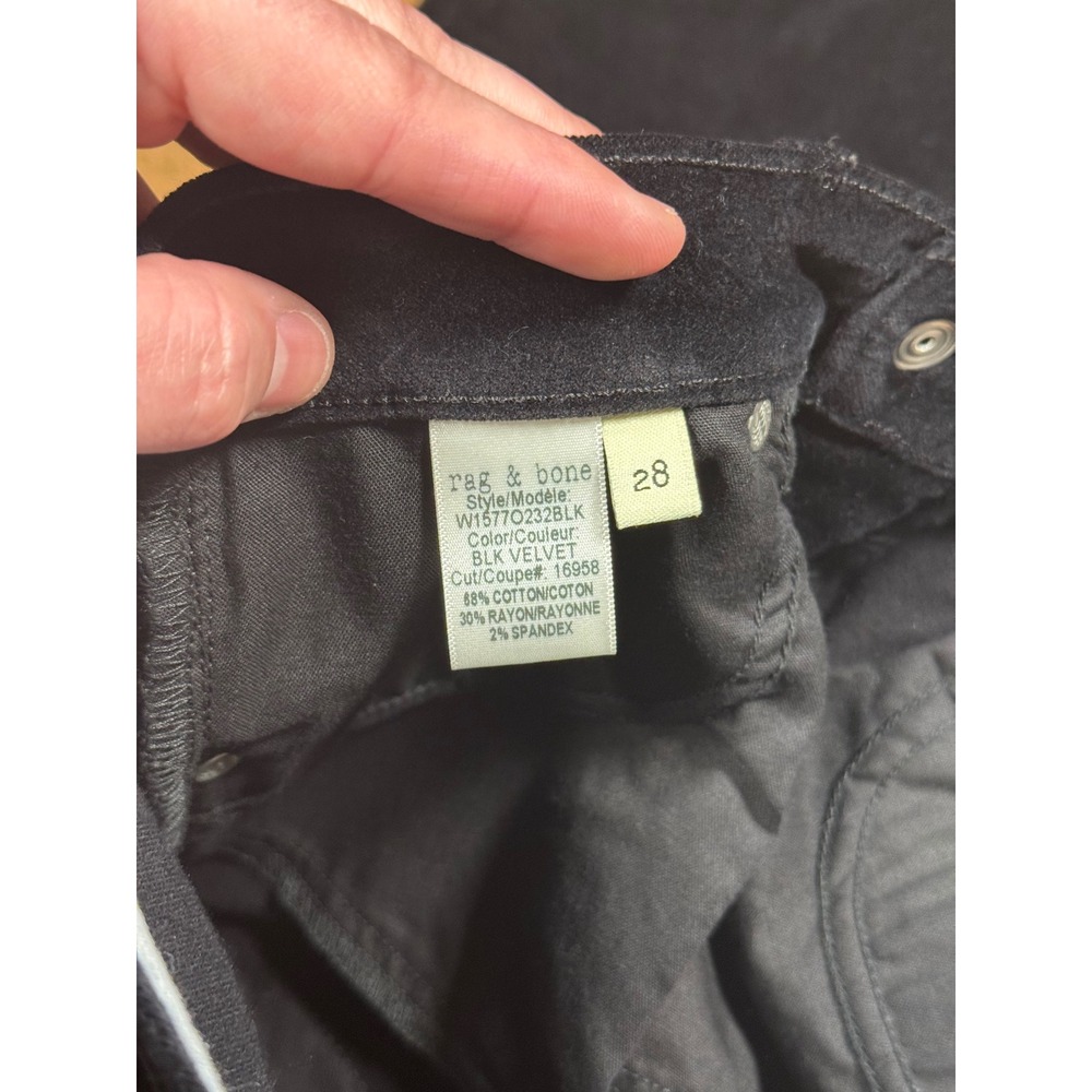 Rag & Bone Dojo High Waist Ankle Skinny Pants Black Velvet Women's 28 NWOT - Picture 7 of 7